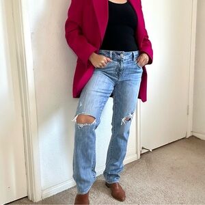 American Eagle Light Blue Straight Leg Distressed Jeans Size 10